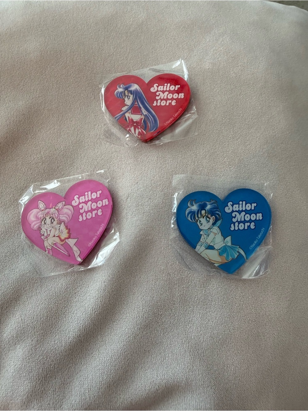 Sailor Moon Store Heart Magnet Sailor Chibi, Sailor Mercury, and Sailor Mars
